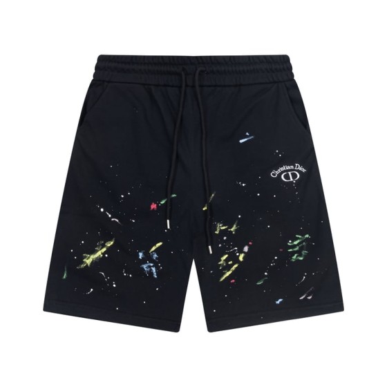 Dior Black 'Christian Dior' Logo Paint Splatter Print Sweat Shorts